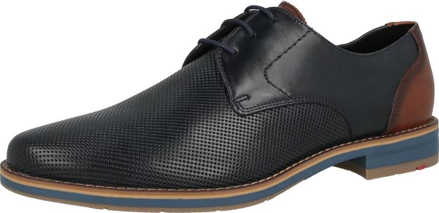 Lloyd Drift 110 Navy Brown Nette Veterschoenen Blauw Leer Heren Smal F - Foto 2