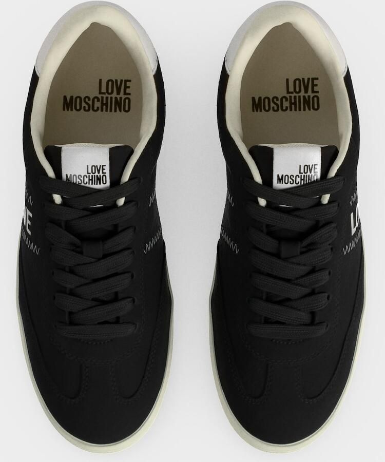 Love Moschino Sneakers laag 'CROSTA NERO' lichtgrijs zwart - Foto 2