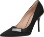 Love Moschino Zwarte Satijnen Platte Schoenen met Fettuccine Decoratie Black Dames - Thumbnail 3