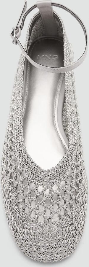 MANGO Ballerina met riempjes 'CLO' zilver - Foto 3
