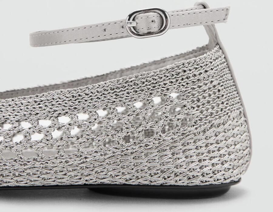 MANGO Ballerina met riempjes 'CLO' zilver - Foto 4