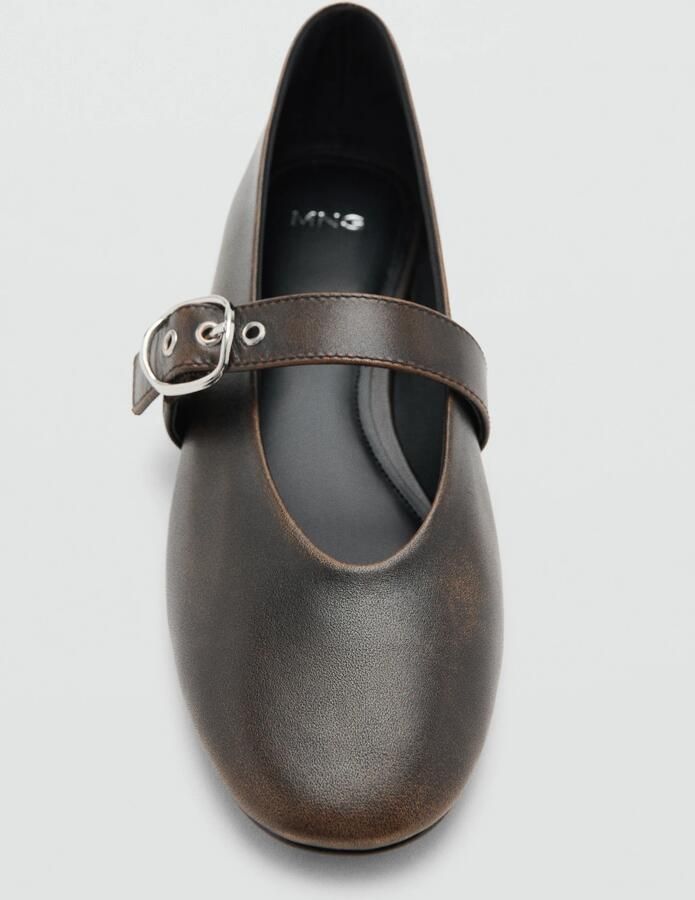MANGO Ballerina met riempjes 'ENORA' bruin - Foto 4