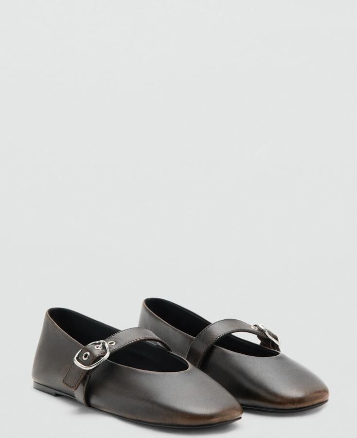 MANGO Ballerina met riempjes 'ENORA' bruin - Foto 2