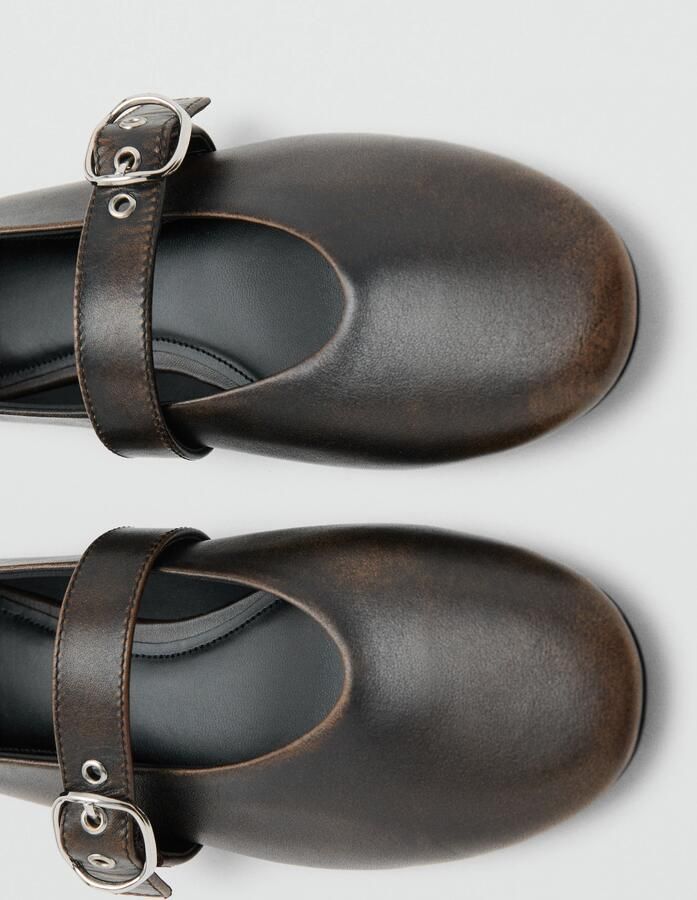 MANGO Ballerina met riempjes 'ENORA' bruin - Foto 3