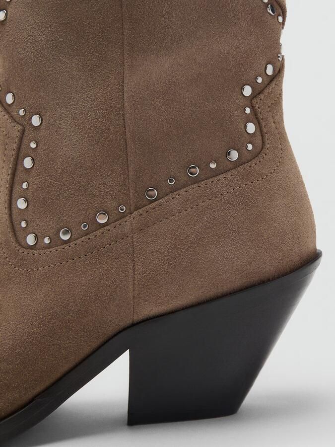 Mango suède cowboylaarzen met studs lichtbruin - Foto 5
