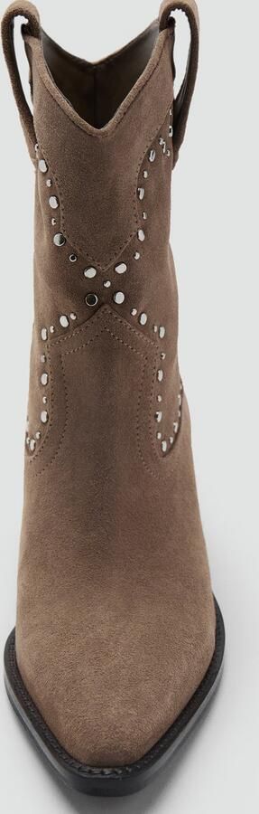 Mango suède cowboylaarzen met studs lichtbruin - Foto 7
