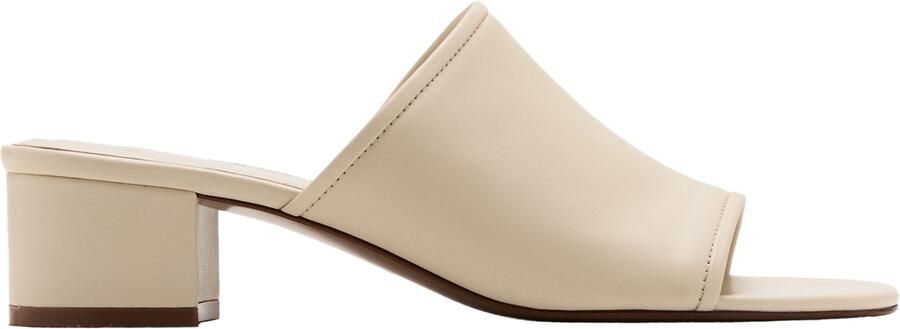 Mango leren muiltjes met blokhak beige