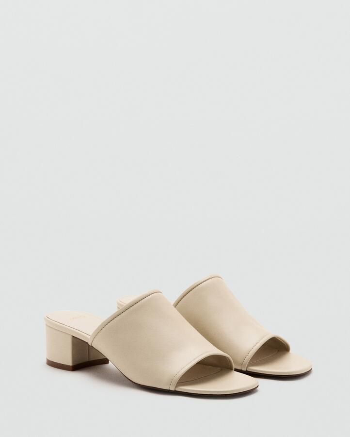 Mango leren muiltjes met blokhak beige - Foto 2