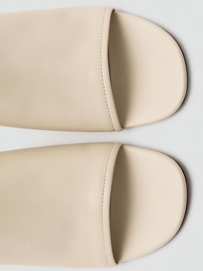 Mango leren muiltjes met blokhak beige - Foto 5