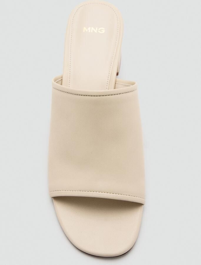 Mango leren muiltjes met blokhak beige - Foto 4