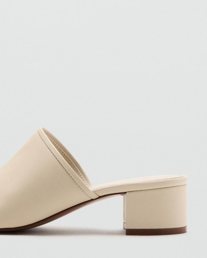 Mango leren muiltjes met blokhak beige - Foto 3