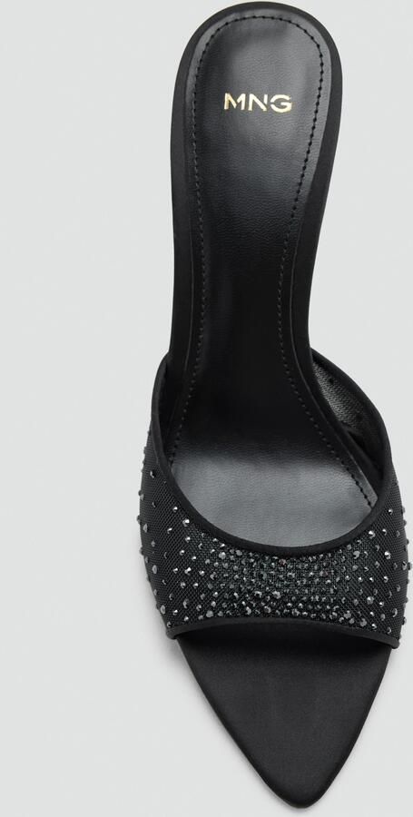 Mango muiltjes met hak en strass-steentjes zwart - Foto 6