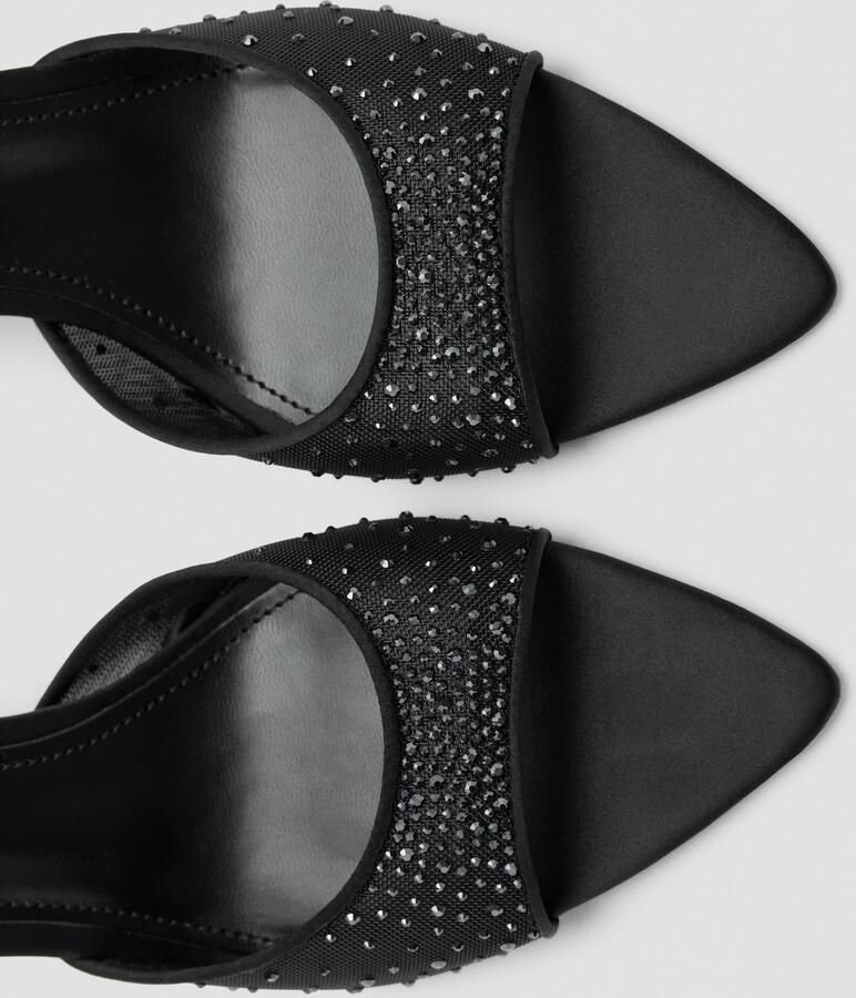 Mango muiltjes met hak en strass-steentjes zwart - Foto 4