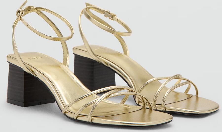 MANGO Sandalen met riem 'RAY' goud - Foto 7