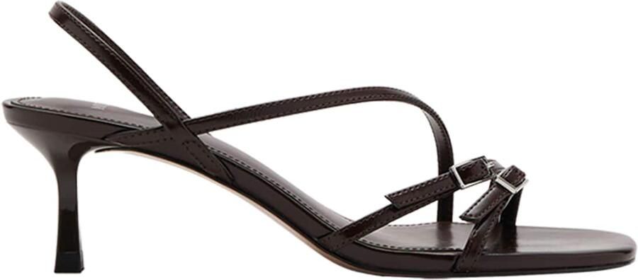 Mango imitatieleren sandalen met hak donkerbruin