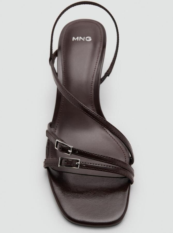 Mango imitatieleren sandalen met hak donkerbruin - Foto 4