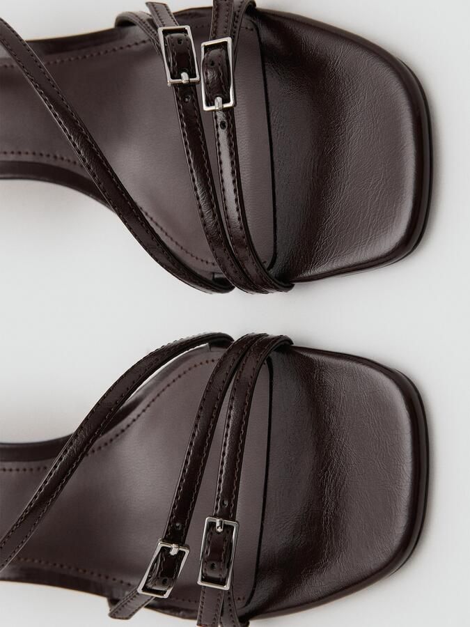 Mango imitatieleren sandalen met hak donkerbruin - Foto 6