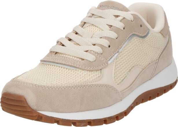 Marc O'Polo Lage sneakers van rundleer met gebreide inzet
