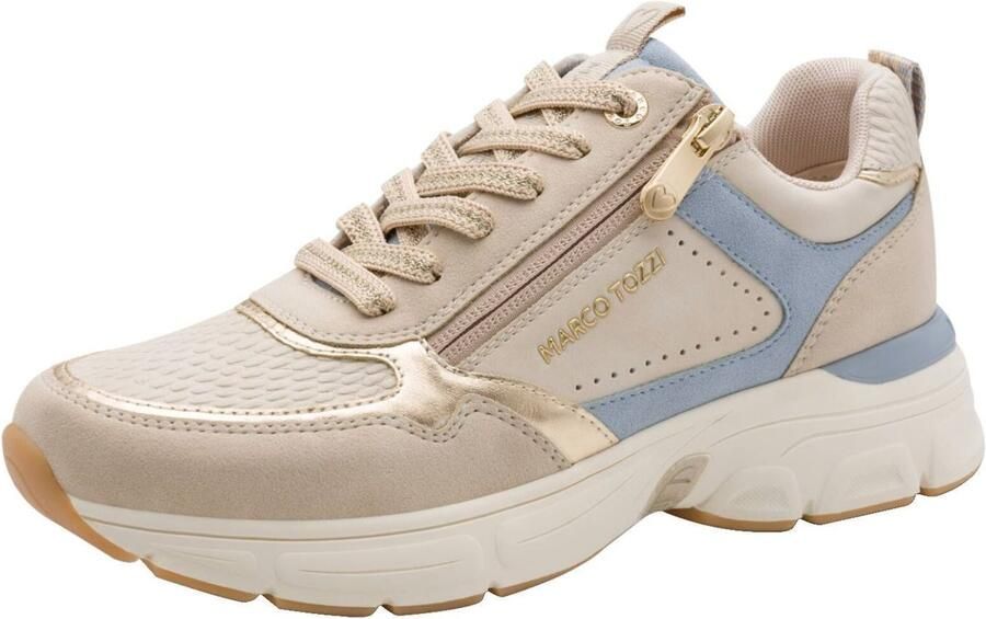 MARCO TOZZI Sneakers laag crème lichtblauw goud