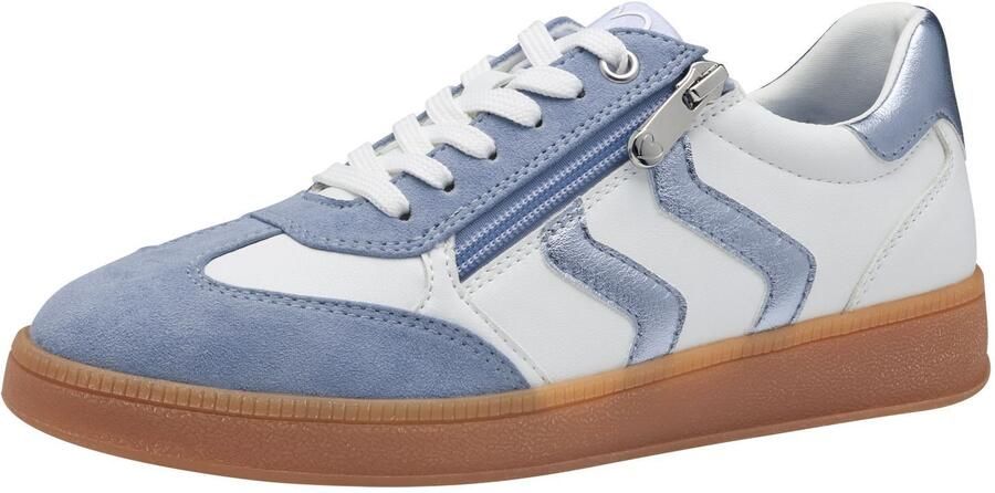 Marco Tozzi Plateausneakers vrijetijdsschoen lage schoen veterschoen met contrast bies