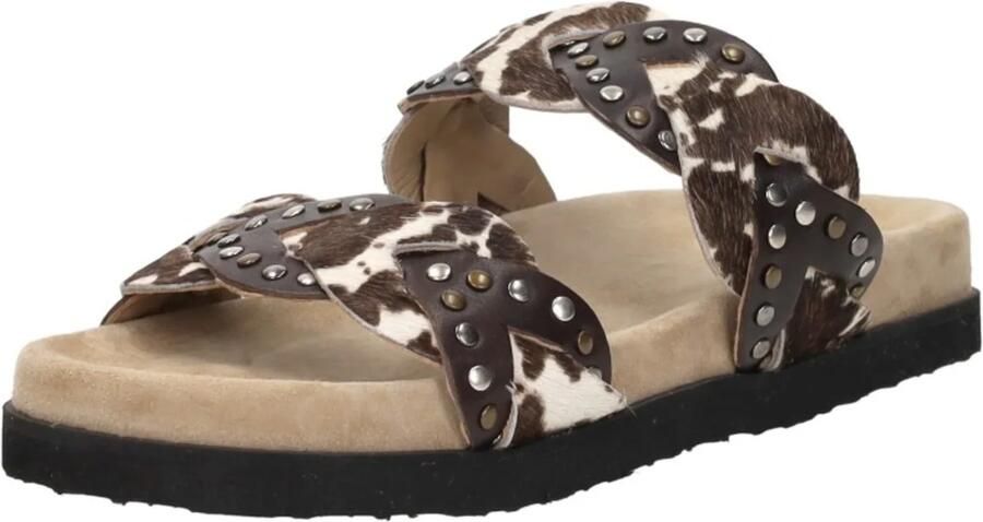 Maruti Evie Hairon Cow D04 Slippers Donker Bruin Koeienprint Leer Dames Bruin - Foto 10