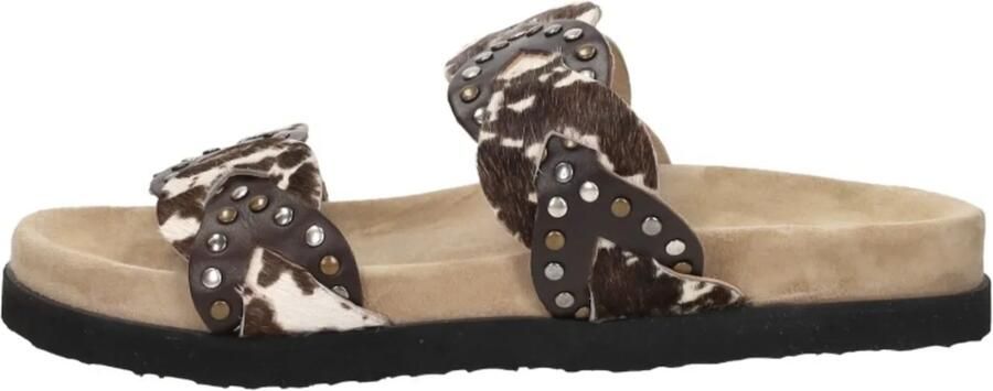 Maruti Evie Hairon Cow D04 Slippers Donker Bruin Koeienprint Leer Dames Bruin - Foto 11
