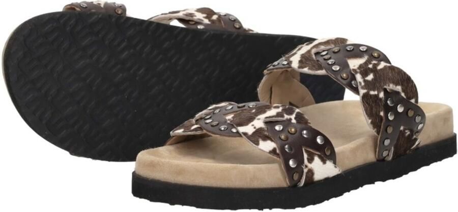 Maruti Evie Hairon Cow D04 Slippers Donker Bruin Koeienprint Leer Dames Bruin - Foto 17