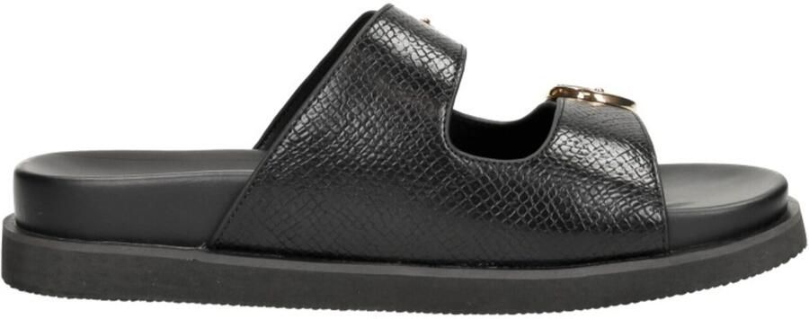 Mexx Zwarte Leatherlook Reptielenprint Slippers
