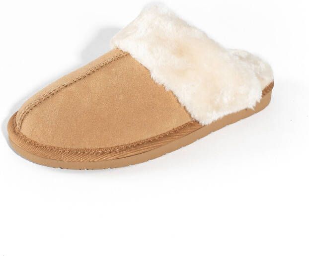Minnetonka Huisschoenen 'Chesney Slide' crème lichtbruin