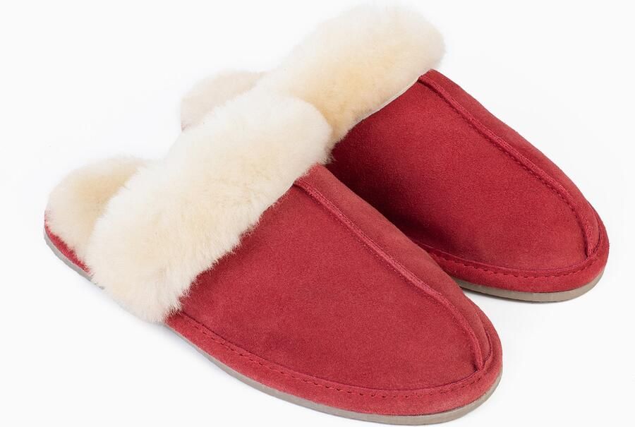 Minnetonka Huisschoenen 'Sheepskin Slide' beige rood - Foto 4