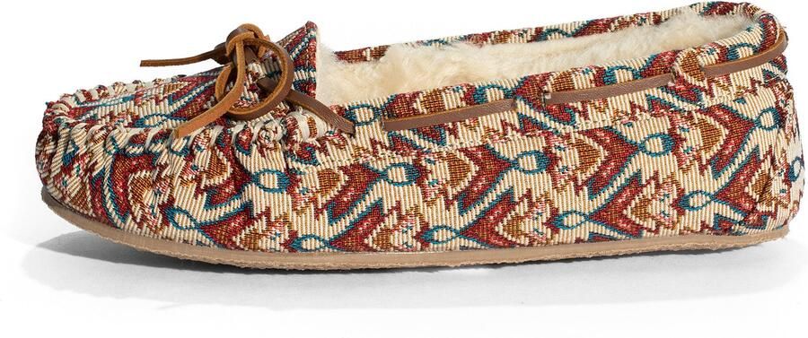 Minnetonka Mocassins 'Cally' beige kastanjebruin curry petrol - Foto 1