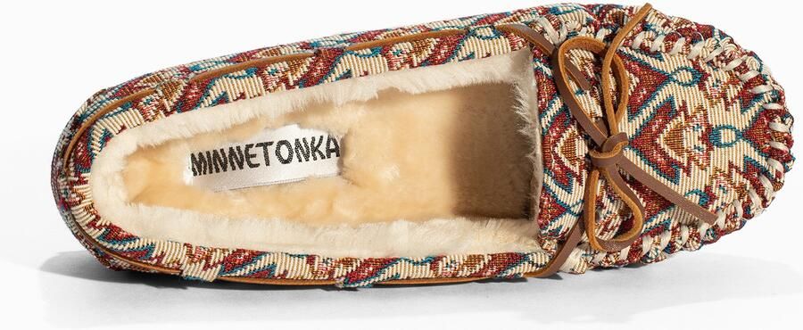 Minnetonka Mocassins 'Cally' beige kastanjebruin curry petrol - Foto 4