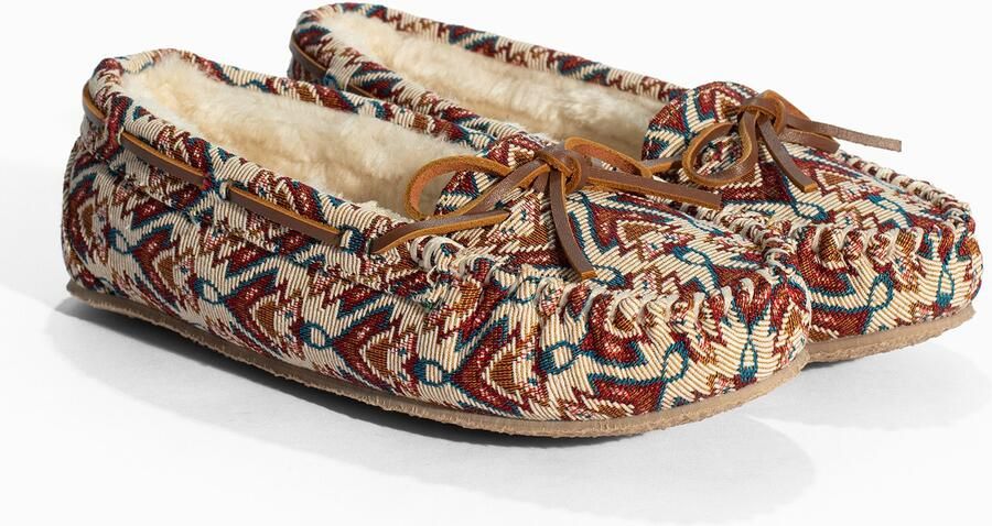 Minnetonka Mocassins 'Cally' beige kastanjebruin curry petrol - Foto 3