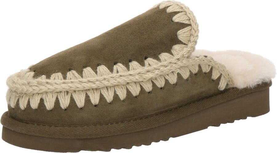 MOU Huisschoenen 'Eskimo' beige olijfgroen