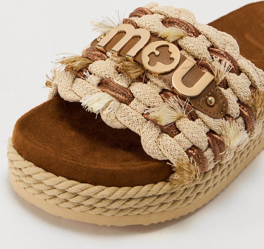 MOU Slippers Dames Monoband Rope Sandal Fringes Maat: 40 Materiaal: Raffia Kleur: Bruin - Foto 10