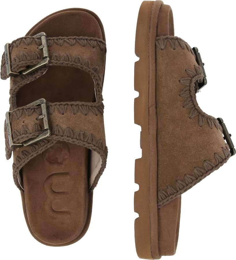 MOU Slippers Dames Low Bio Sandal 2buckles Monoch Maat: 39 Materiaal: Suède Kleur: Bruin - Foto 6