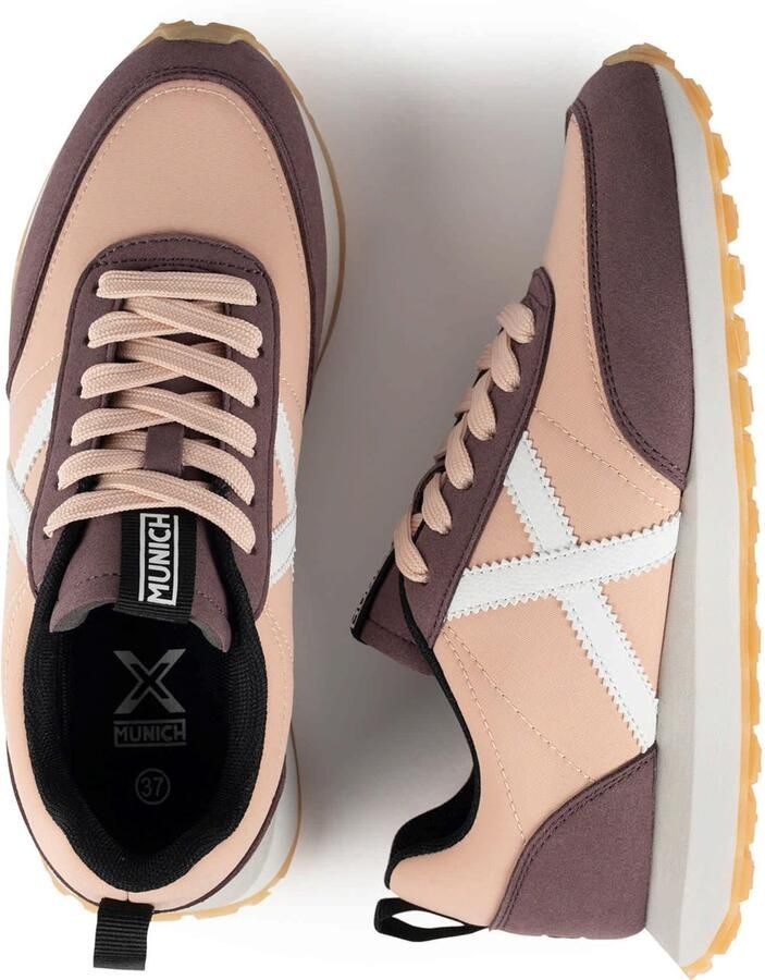MUNICH Sneakers laag 'RUSH' donkerbruin pastelroze wit - Foto 4