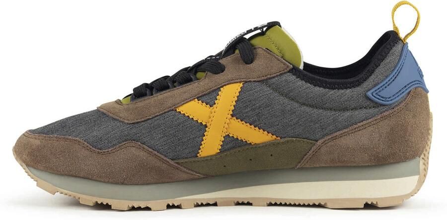 MUNICH Sneakers laag 'Um' chocoladebruin geel donkergrijs olijfgroen