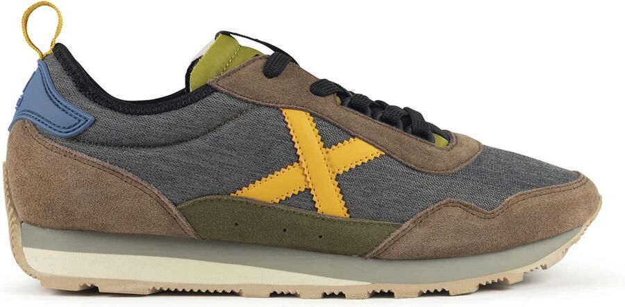 MUNICH Sneakers laag 'Um' chocoladebruin geel donkergrijs olijfgroen - Foto 4