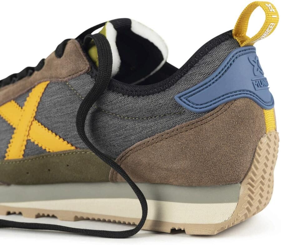 MUNICH Sneakers laag 'Um' chocoladebruin geel donkergrijs olijfgroen - Foto 2