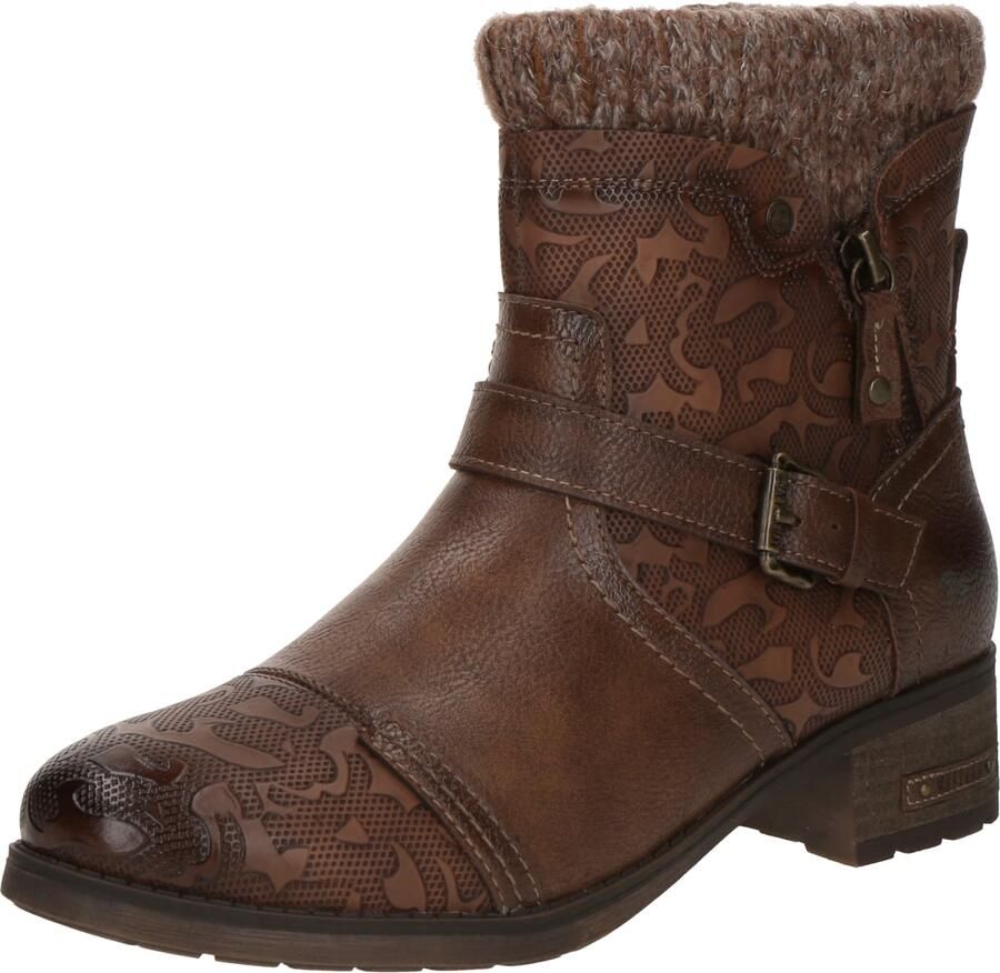 Mustang Shoes Winterlaarsjes FABIENNE Biker boots met blokhak en sierriem