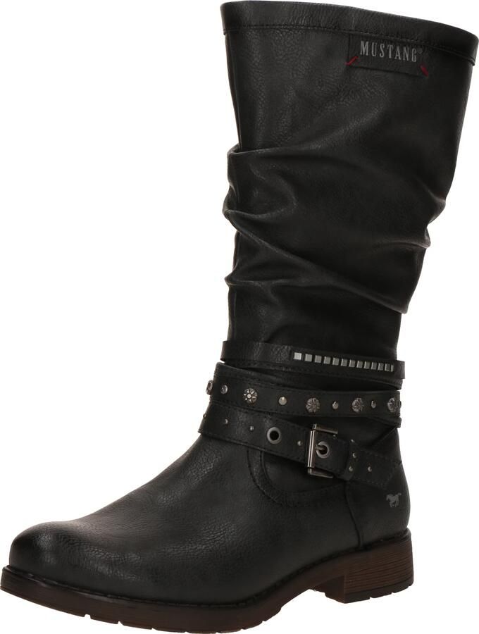 Mustang Shoes Winterlaarzen Elfi Laarzen met sierbandjes en blokhak