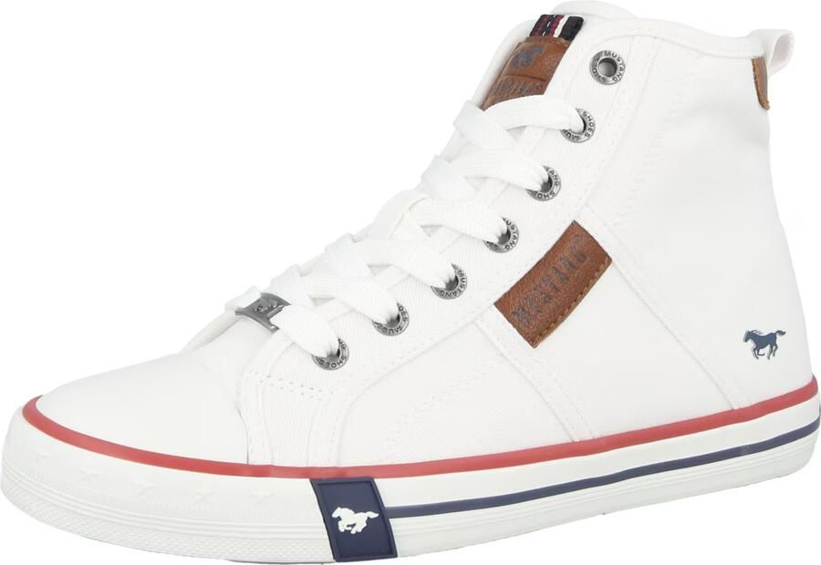 Mustang dames hoge canvas sneaker wit - Foto 2