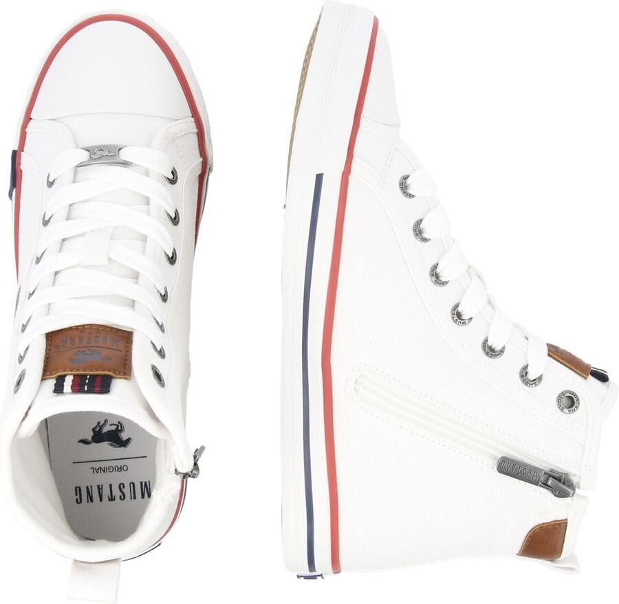 Mustang dames hoge canvas sneaker wit - Foto 3
