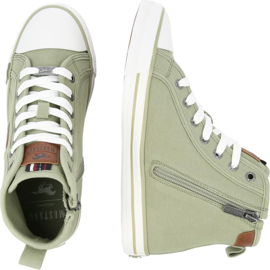 MUSTANG Sneakers hoog bruin olijfgroen wit - Foto 4