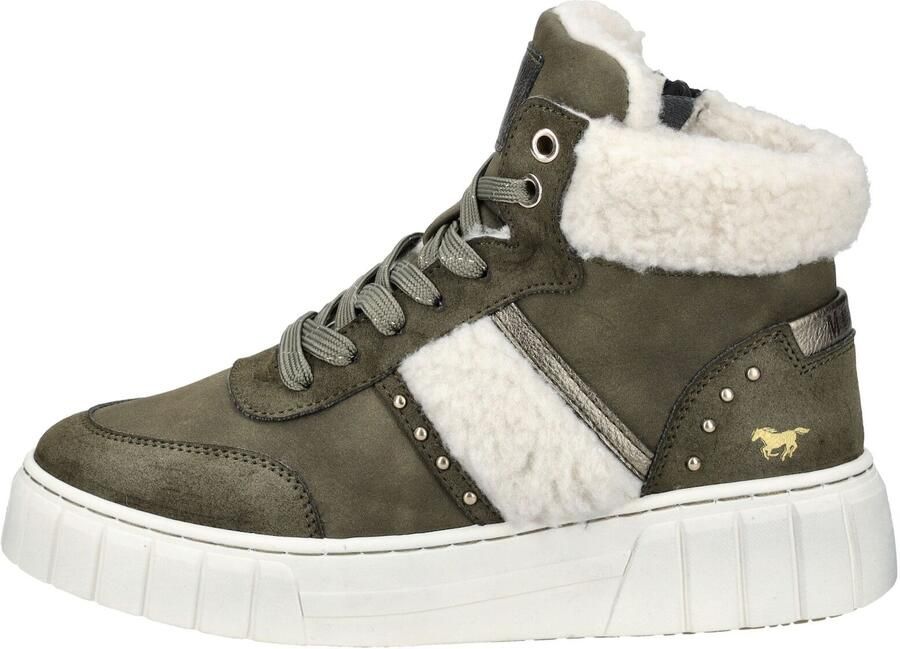 MUSTANG Sneakers hoog ecru kaki - Foto 6
