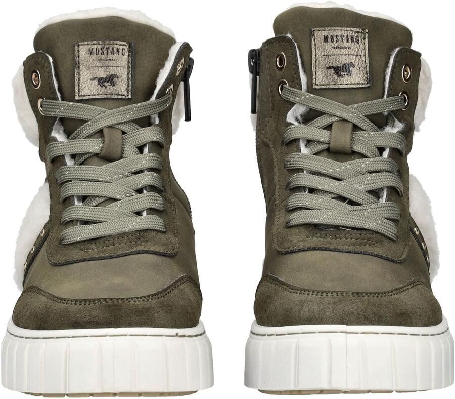 MUSTANG Sneakers hoog ecru kaki - Foto 3