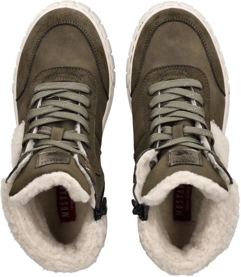 MUSTANG Sneakers hoog ecru kaki - Foto 4