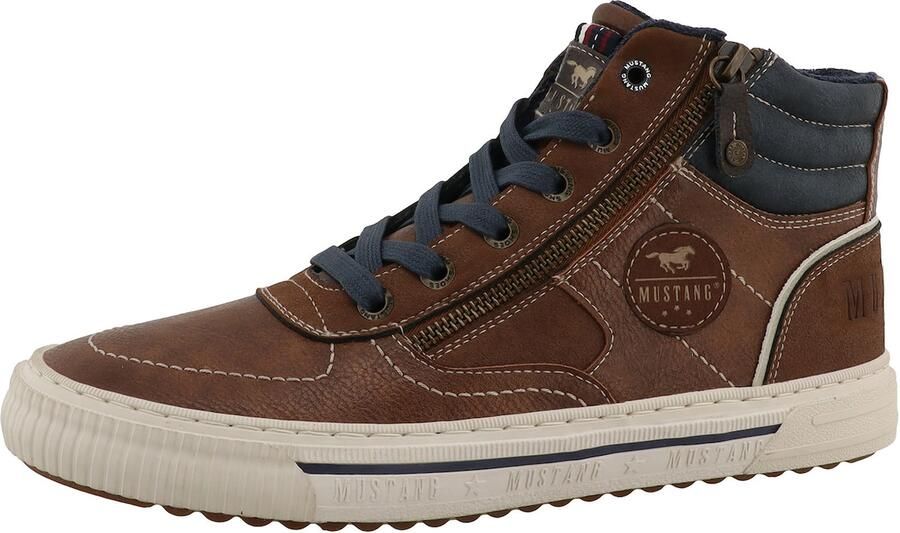 MUSTANG Sneakers hoog navy chocoladebruin