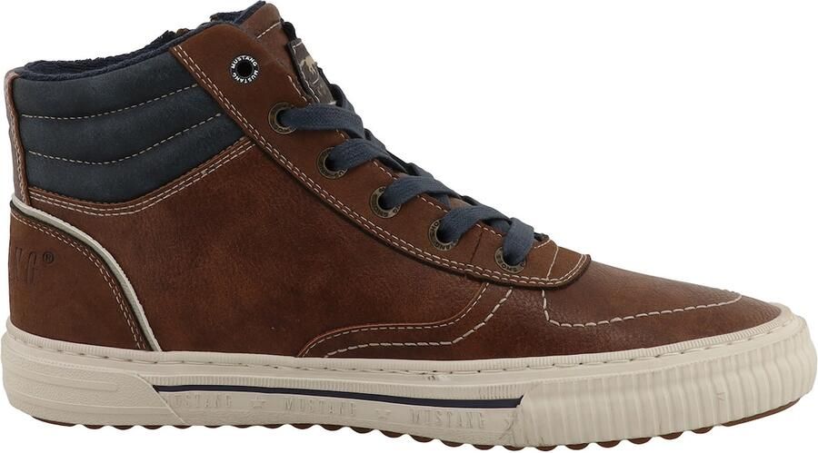 MUSTANG Sneakers hoog navy chocoladebruin - Foto 3